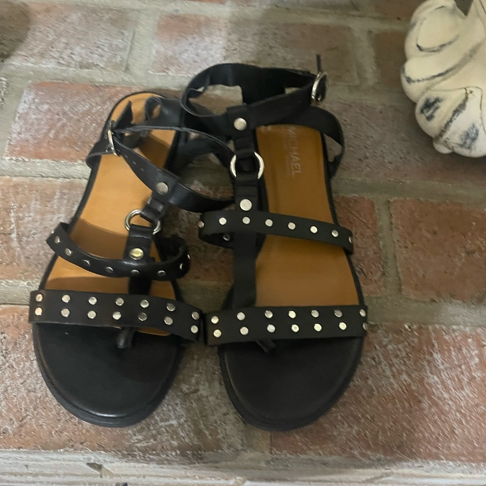 Michael Shannon Black Studded Sandals